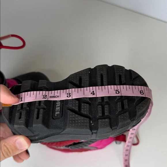 Sorrel flurry pink and black winter snow boots size youth 6 - Picture 9 of 10